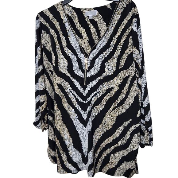 jm collection Tunic top For Women Size XL Front Zip Detail Animal Print - Picture 1 of 10